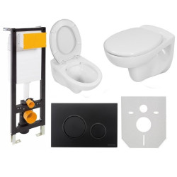 Stylowy Zestaw WC Super Slim z Toaletą Rimless i Stelażem Eco Box - Czarny Design