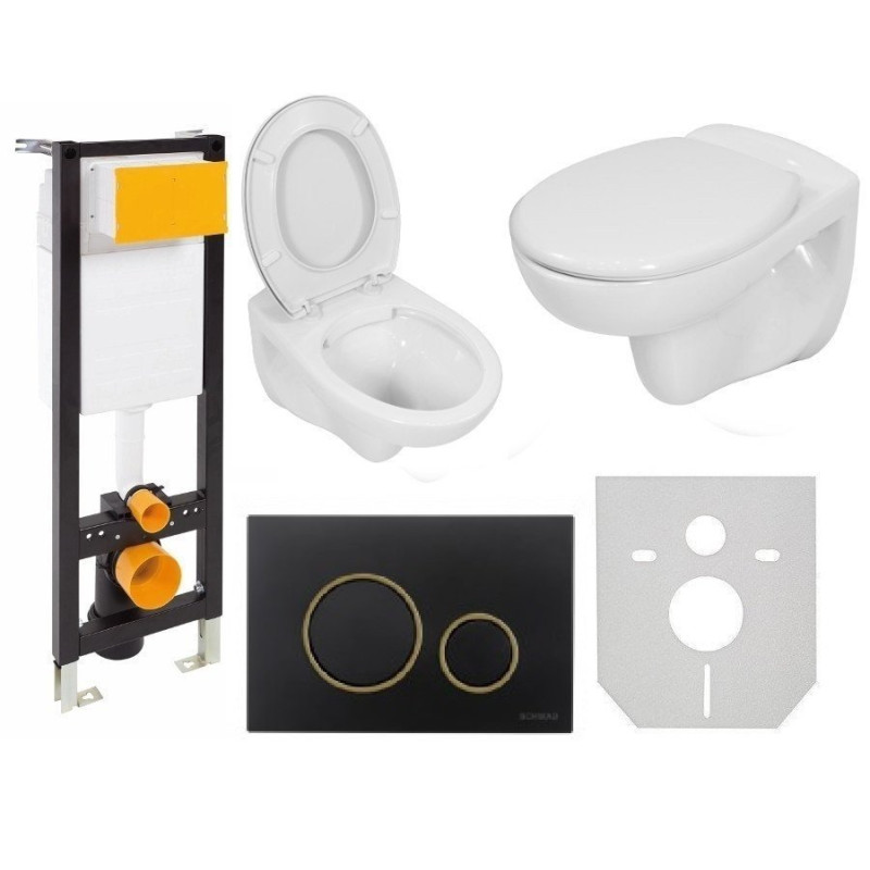 Ekskluzywny Zestaw Podtynkowy Slim 35: Eco Design + Vela, Czarny Mat ze Złotymi Detalami