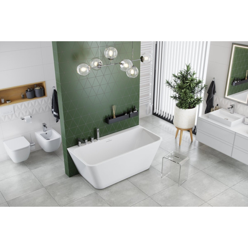 Lila 2.0 wanna prostokątna 150x72 cm przyścienna, biały połysk