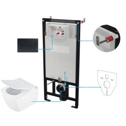 Zestaw Podtynkowy WC Elegance 6 w 1: Ciche Spłukiwanie, Antybakteryjność, Nero Mat!