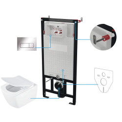 Kompletny Zestaw WC Podtynkowego Premium 6w1: Ciche Spłukiwanie, Slim Deska, Chrom Przyciski