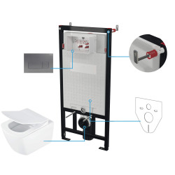 Nowoczesny Zestaw WC Podtynkowy 6 w 1 z Cichym Spłukiwaniem i Titanowym Przyciskiem