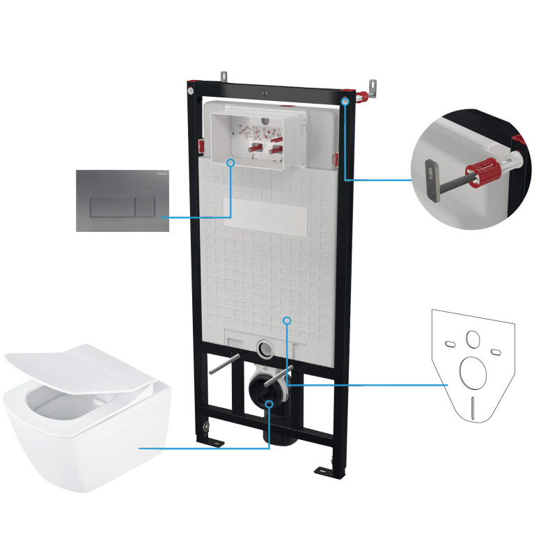 Nowoczesny Zestaw WC Podtynkowy 6 w 1 z Cichym Spłukiwaniem i Titanowym Przyciskiem