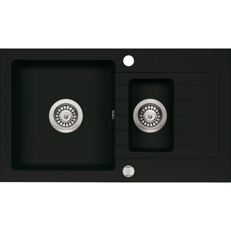 Elegancki czarny zlewozmywak granitowy ZORBA z ociekaczem - styl i funkcjonalność w Twojej kuchni!