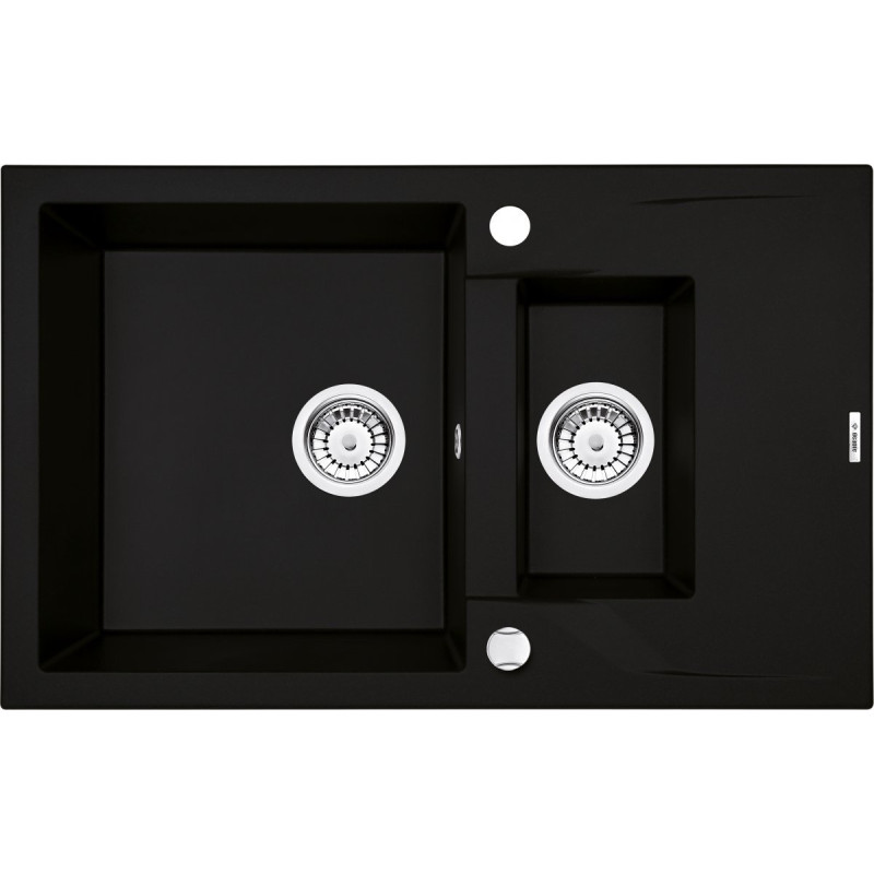 Elegancki Zlewozmywak Granitowy ANDANTE 1,5-Komorowy z Ociekaczem 78x49 cm w Kolorze Czarnym