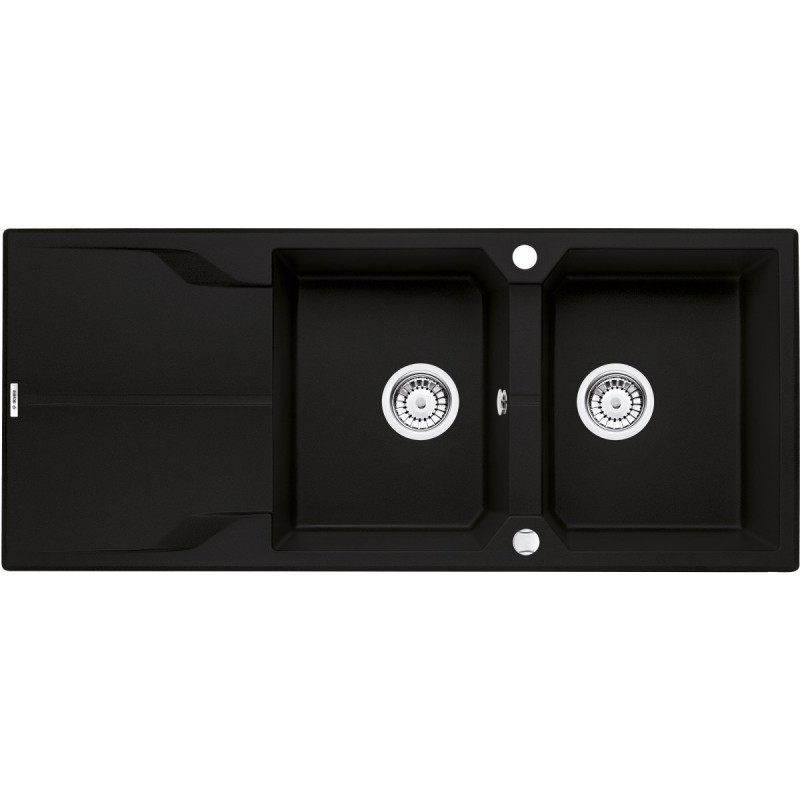 Stylowy Czarny Zlewozmywak Granitowy ANDANTE 2-komorowy z Ociekaczem - Model Premium ZQN_N213