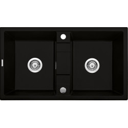 Czarny Zlewozmywak Granitowy Eridan 2w1 - Idealny do Nowoczesnej Kuchni bez Ociekacza