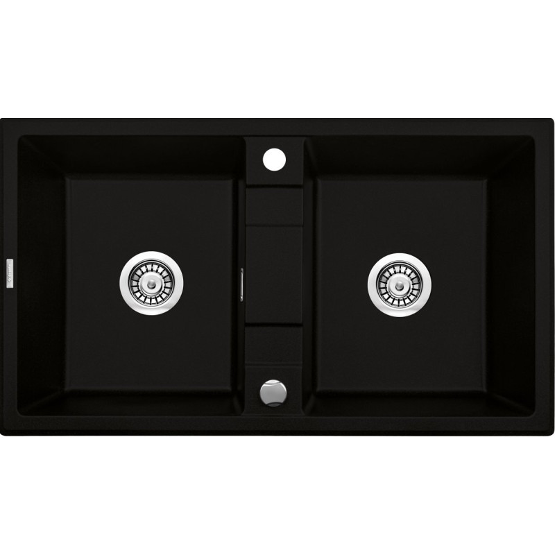 Czarny Zlewozmywak Granitowy Eridan 2w1 - Idealny do Nowoczesnej Kuchni bez Ociekacza