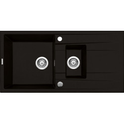Stylowy granitowy zlewozmywak Eridan 1,5-komorowy z ociekaczem - głęboka czerń