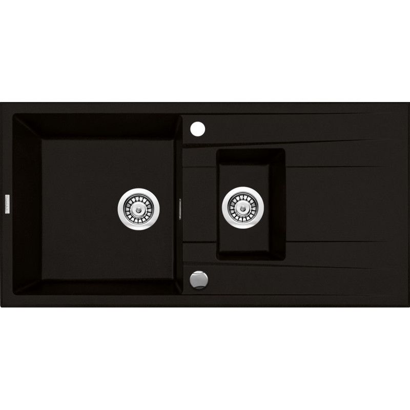 Stylowy granitowy zlewozmywak Eridan 1,5-komorowy z ociekaczem - głęboka czerń