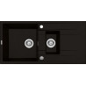 Stylowy granitowy zlewozmywak Eridan 1,5-komorowy z ociekaczem - głęboka czerń