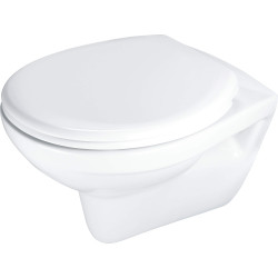 Nowoczesna Miska WC Wisząca Bezkołnierzowa - Biała Ceramika z Deską w Zestawie, Gwarancja 10 Lat