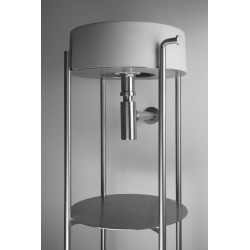 Elegancka Konsola Łazienkowa ze Stali Szczotkowanej z Uchwytami na Ręczniki