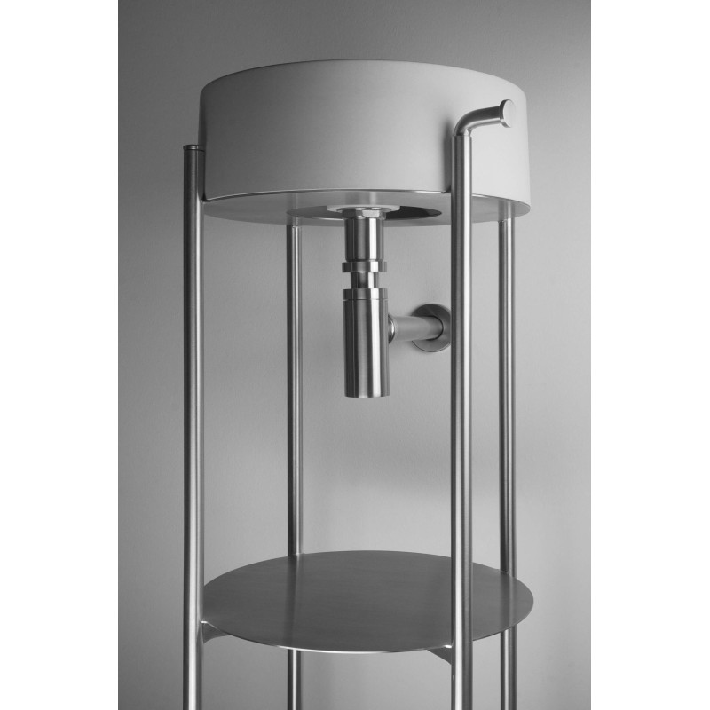 Elegancka Konsola Łazienkowa ze Stali Szczotkowanej z Uchwytami na Ręczniki