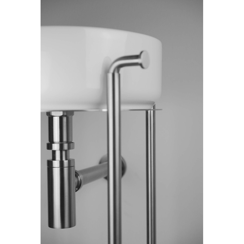 Elegancka Konsola Łazienkowa ze Stali Szczotkowanej z Uchwytami na Ręczniki