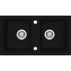 Zlewozmywak Granitowy 2-komorowy ZORBA Czarny - Luksus i Trwałość w Twojej Kuchni