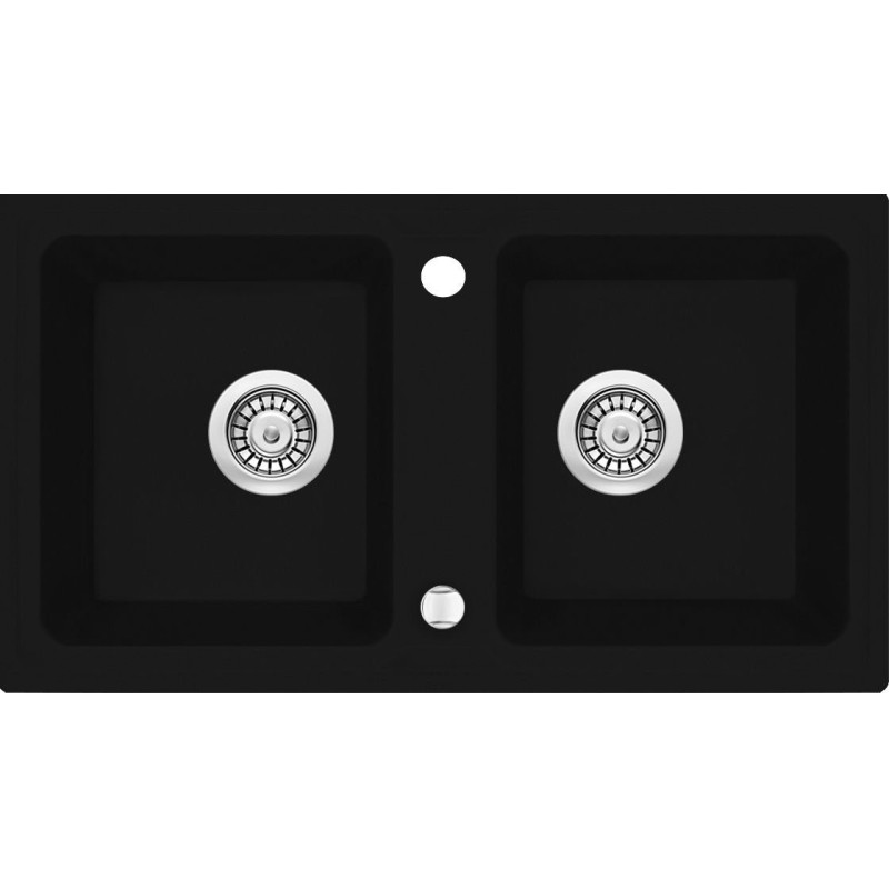 Zlewozmywak Granitowy 2-komorowy ZORBA Czarny - Luksus i Trwałość w Twojej Kuchni