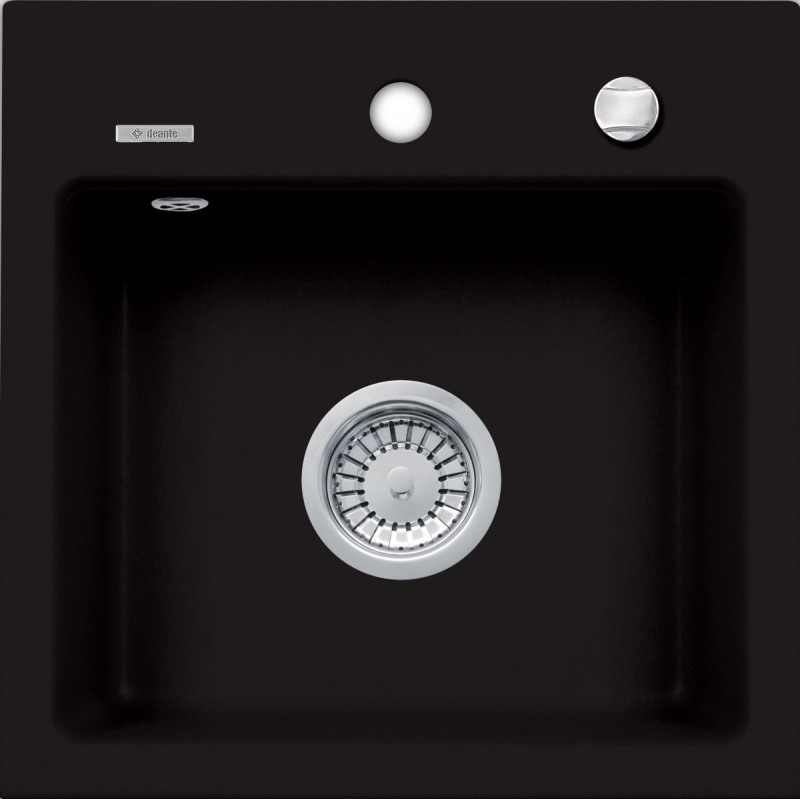 Czarny Zlew Granitowy Zorba 1-komorowy 44x44 cm - Luksusowa Ozdoba Twojej Kuchni
