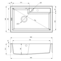 Granitowy Zlewozmywak Eridan 80x50 cm - Styl i Funkcjonalność w Każdej Kuchni!