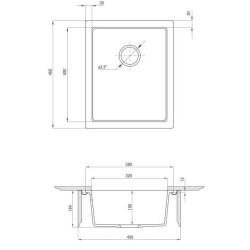 Czarna, stylowa komora granitowa do zabudowy CORDA 46x38 cm – elegancja w Twojej kuchni!