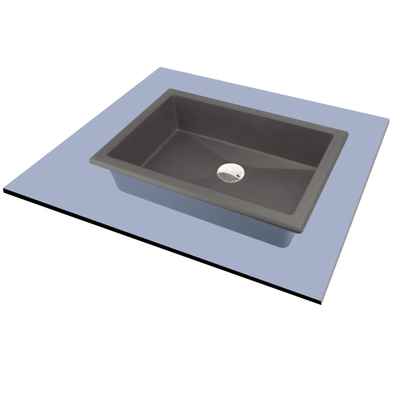 Elegancka umywalka granitowa antracytowa 50x35 cm - wpuszczana, antybakteryjna, bez przelewu