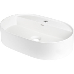 Ekskluzywna umywalka granitowa owalna z miejscem na baterię - Alabaster Elegance