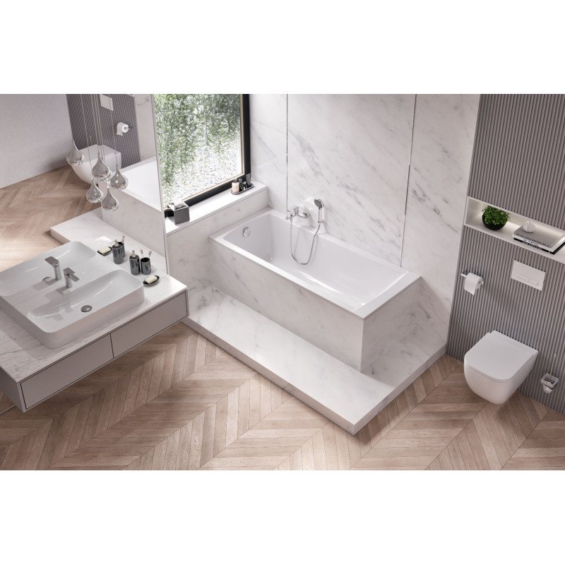 Aquaria wanna prostokątna 170x75 cm, biały połysk