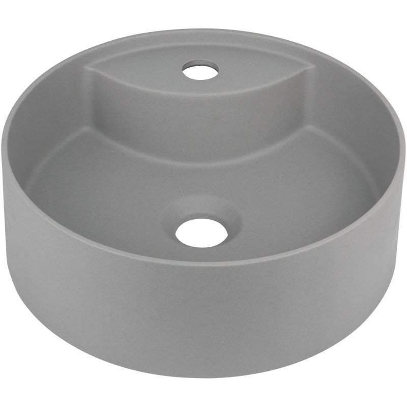 Granitowa umywalka nablatowa z antibakterialną powłoką i miejscem na baterię - szary metalik