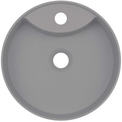 Granitowa umywalka nablatowa z antibakterialną powłoką i miejscem na baterię - szary metalik