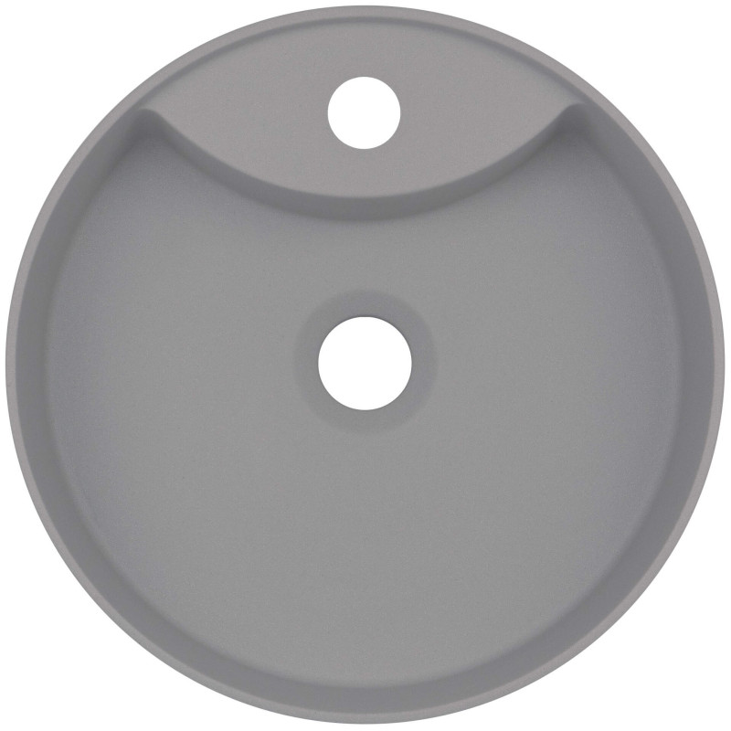 Granitowa umywalka nablatowa z antibakterialną powłoką i miejscem na baterię - szary metalik