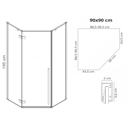 Wyjątkowa Czarna Kabina Prysznicowa Diamond 90x90 - Elegancja i Nowoczesność