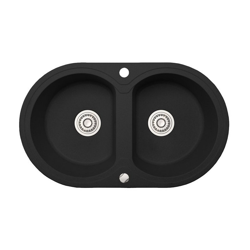 Dafne Duo 720T - Czarny Granitowy Zlewozmywak 2-komorowy z Elegancją i Funkcjonalnością!