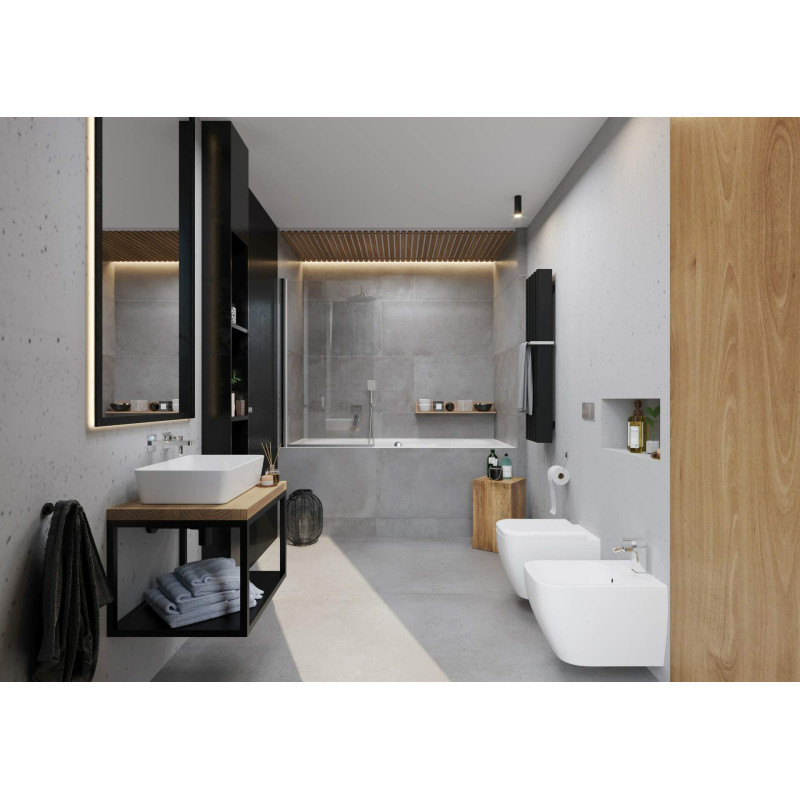 Elegancka Konsola Wisząca do Łazienki 60x50 cm - Matowa Stal Nierdzewna Nero