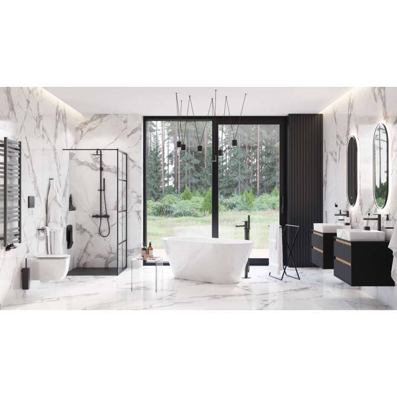 PI bateria umywalkowa stojąca wysoka, czarny mat