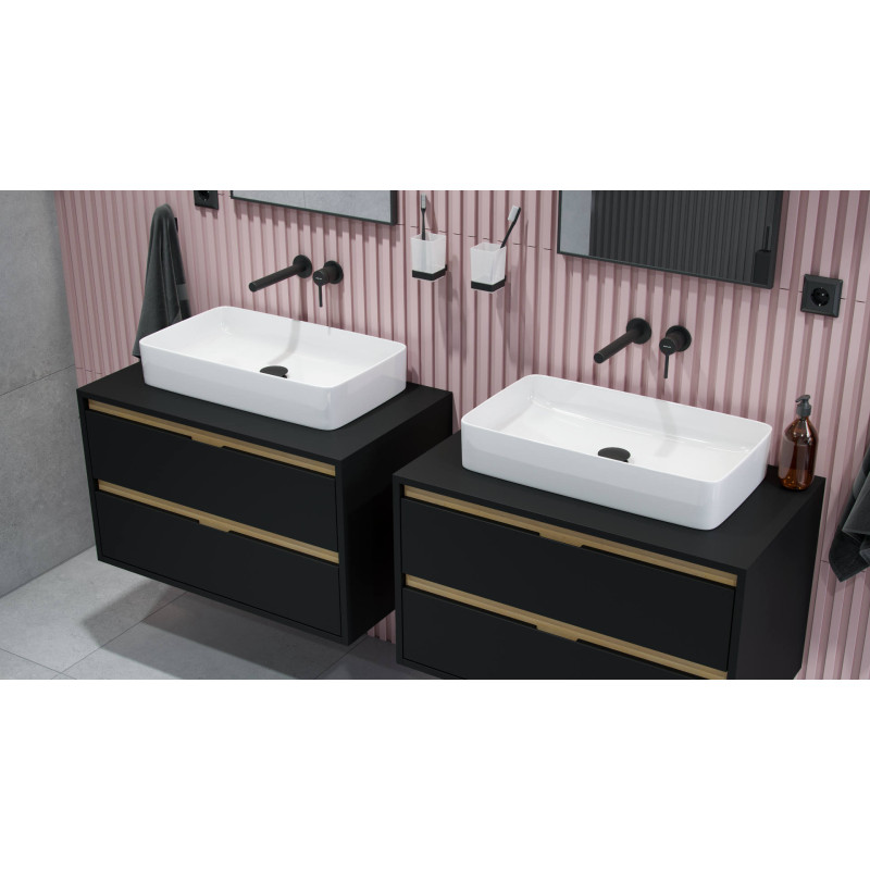 PI bateria umywalkowa podtynkowa komplet, czarny mat