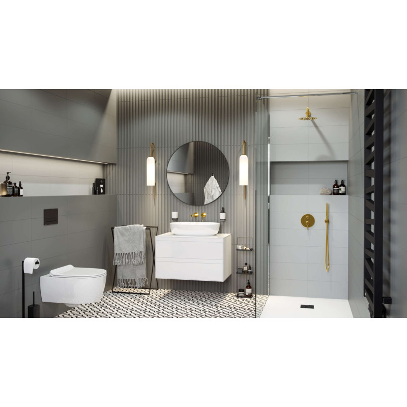 PI bateria umywalkowa podtynkowa komplet, złoty połysk