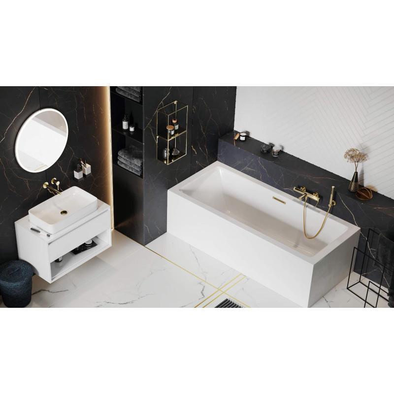 PI bateria umywalkowa podtynkowa komplet, złoty połysk