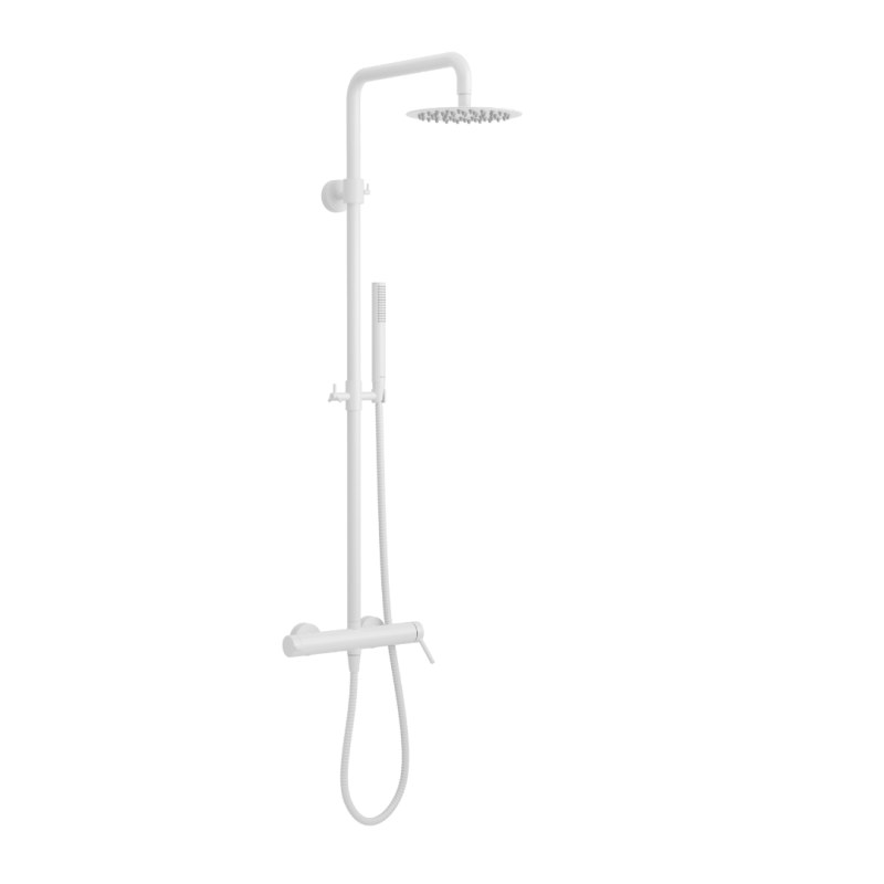 PI zestaw prysznicowy ścienny z deszczownicą 20 cm, biały mat