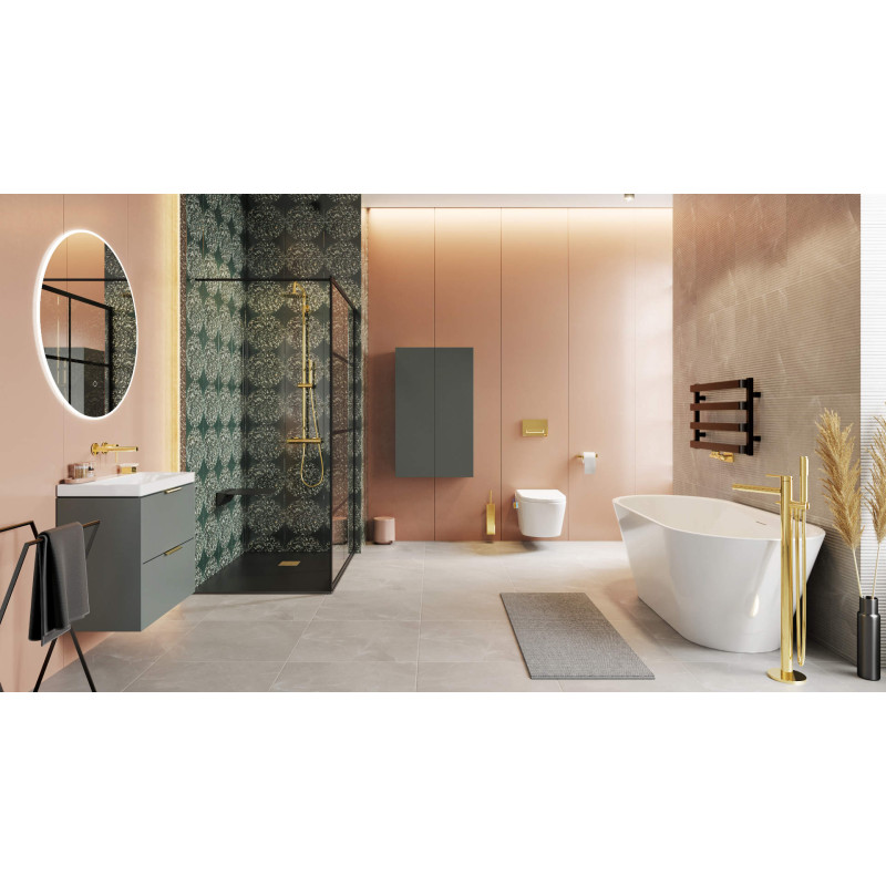 PI zestaw prysznicowy ścienny z deszczownicą 20 cm, złoty połysk