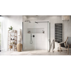 PI zestaw prysznicowo-wannowy podtynkowy 2 funkcyjny z deszczownicą 25 cm, czarny mat