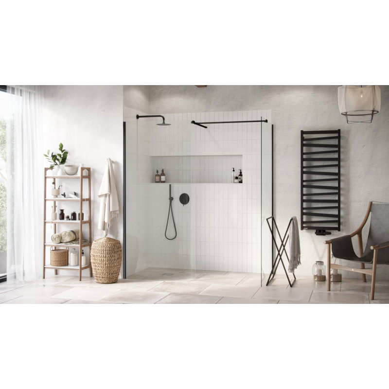 PI zestaw prysznicowo-wannowy podtynkowy 2 funkcyjny z deszczownicą 25 cm, czarny mat