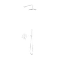 PI zestaw prysznicowo-wannowy podtynkowy 2 funkcyjny z deszczownicą 20 cm, biały mat