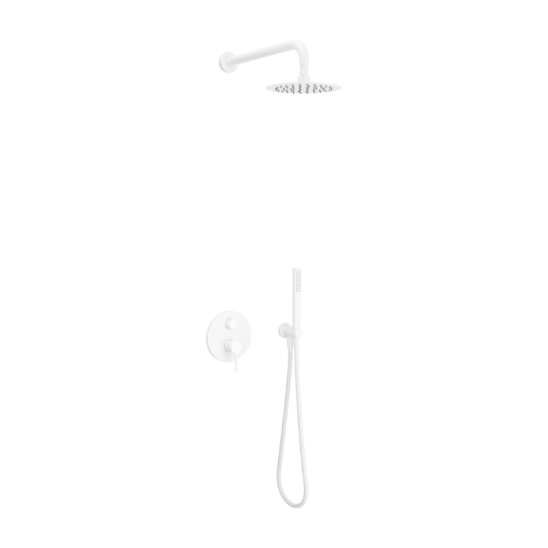 PI zestaw prysznicowo-wannowy podtynkowy 2 funkcyjny z deszczownicą 20 cm, biały mat