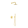 PI zestaw prysznicowo-wannowy podtynkowy 2 funkcyjny z deszczownicą 25 cm, złoty połysk