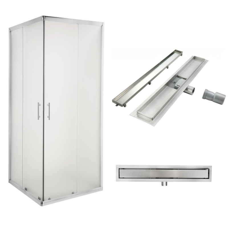 Ekskluzywna Kabina Nevada 90cm Mrożona + Odpływ Liniowy 80cm - Komfort i Styl w Łazience