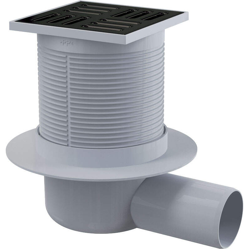 Elegancki odpływ punktowy nero z syfonem, czyszczenie od góry, stal nierdzewna, 105 mm