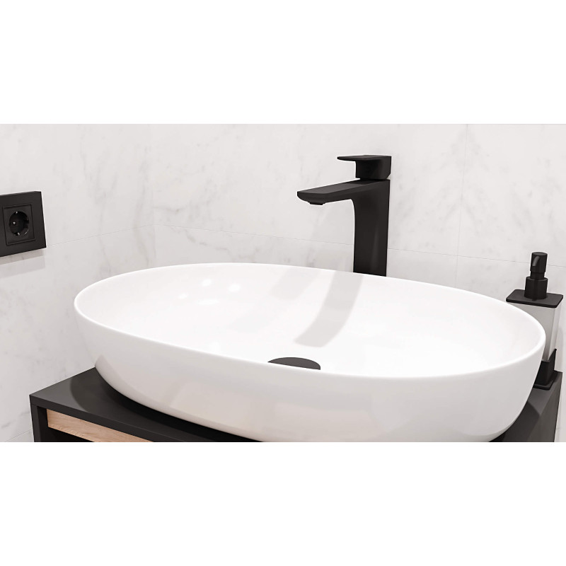 Keria bateria umywalkowa stojąca wysoka, czarny mat