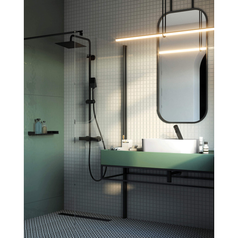 Odwodnienie LUX 90 cm Nero - Stal Nierdzewna, 10 lat gwarancji, Syfon 360° w zestawie!