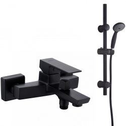 Stylowa Bateria Wannowa Paros z Zestawem Prysznicowym Dark - Czerń Elegancji