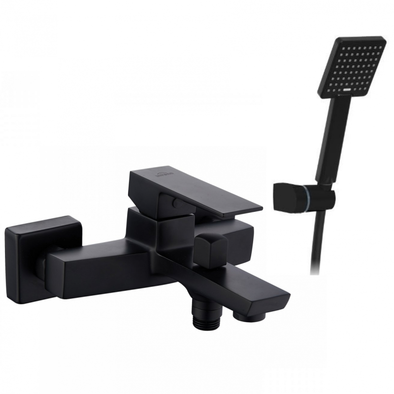 Bateria Paros z czarnym zestawem natryskowym Patras - elegancja w Twojej łazience